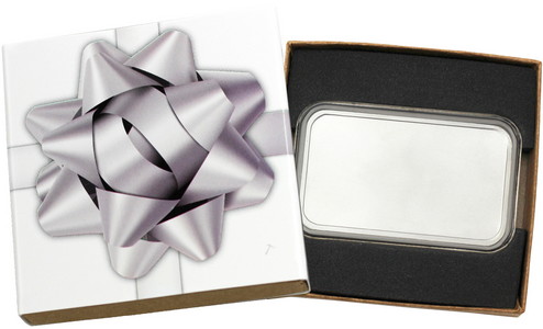 SilverTowne Natural Kraft Paper Gift Box with Silver Bow Box Sleeve